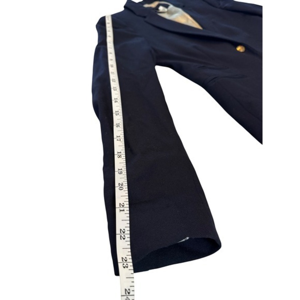 J.Crew Schoolboy Blazer Navy Blue Wool Blend Gold Crest Buttons Size 0 RN77388 - Picture 5 of 6